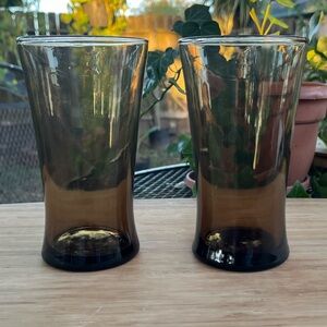 Vintage Anchor Hocking Linden Mocha Highball Tumblers~Set of 2